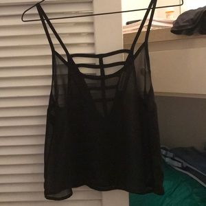 💜3/$25 Sheer black cutout cropped tank